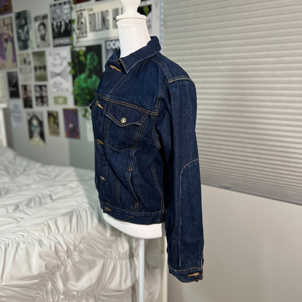 Vintage Live-Ins Detroit Style Denim Trucker Jacket Dark Wash Heavyweight 90s